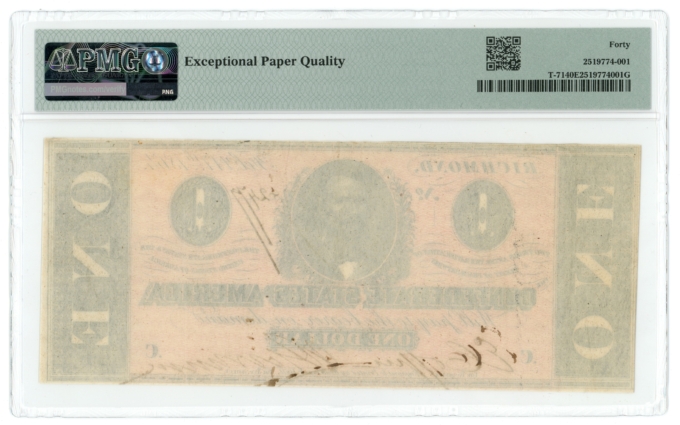 T-71 1864 Confederate States of America CSA PMG 40EPQ SUPERB COLOR & EYE APPEAL!