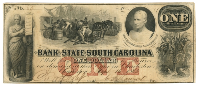 1862 Bank of the State of South Carolina $1 SC S-543 (L6029)