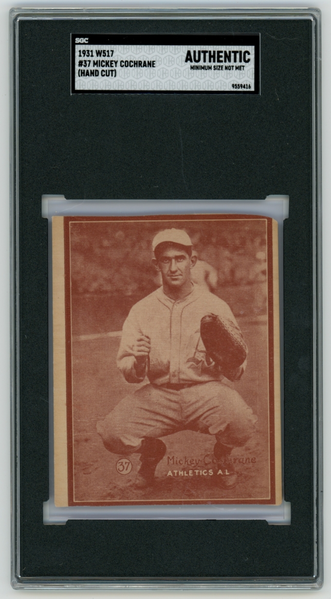 1931 W517 #37 Mickey Cochrane Philadelphia Athletics HOF SGC Authentic Hand Cut