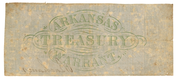 1862 Arkansas Treasury Warrant $1 Obsolete Note Civil War Era CR-30 (64733)
