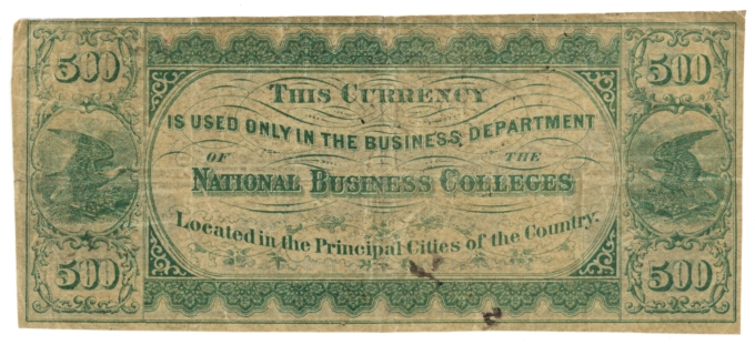 ND National College Bank $500 College Currency HJ Toudy & Co. Litho Philadelphia