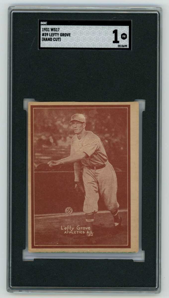 1931 W517 #39 Lefty Grove Philadelphia Athletics Card HOF SGC 1 PR Hand Cut