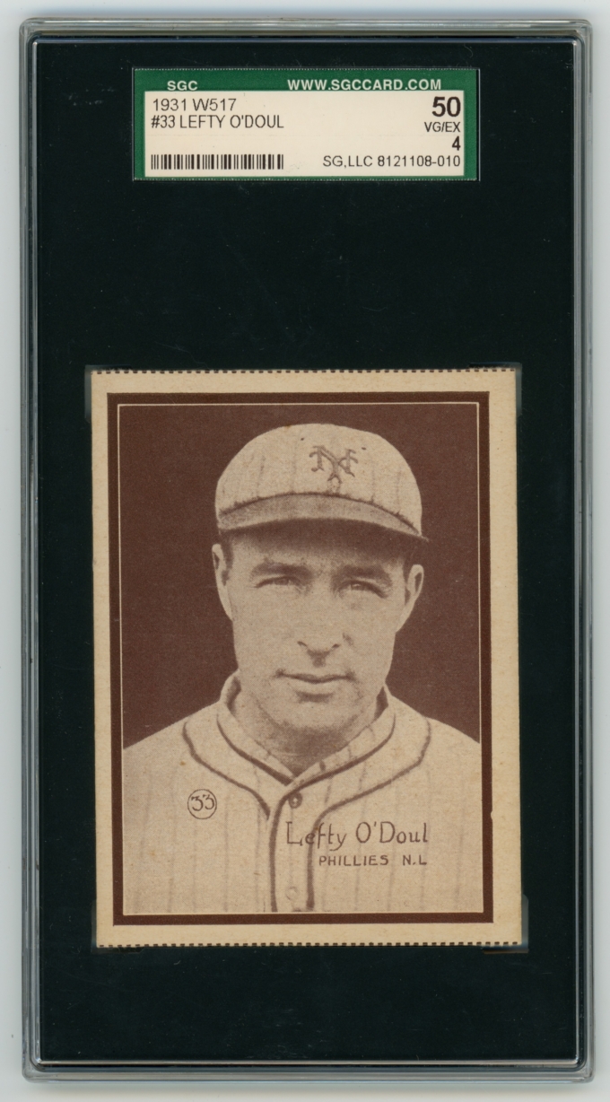 1931 W517 #33 Lefty O'Doul Philadelphia Phillies Card SGC 4 VG-EX Hand Cut