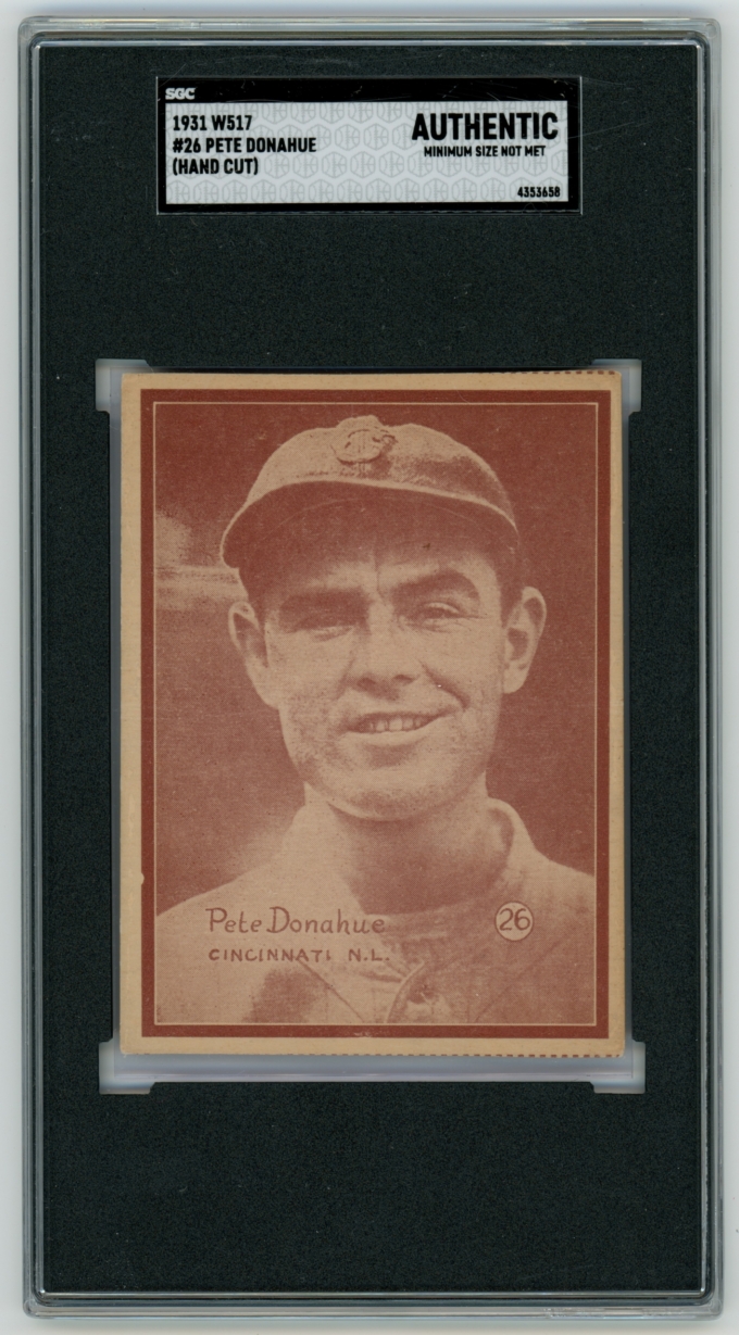 1931 W517 #26 Pete Donahue Cincinnati Reds Card SGC Authentic Hand Cut