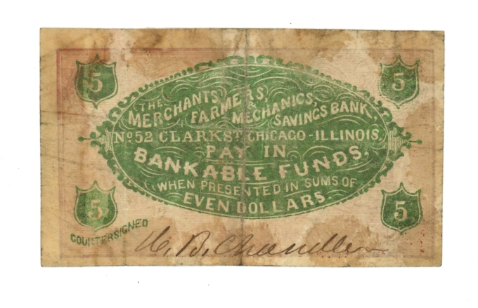 ND (ca. 1860s) Chicago Times Chicago Illinois IL 5c Obsolete Scrip RARE (64795)