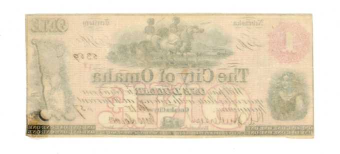 1857 City of Omaha Nebraska Territory NE $1 Obsolete Note (64796)