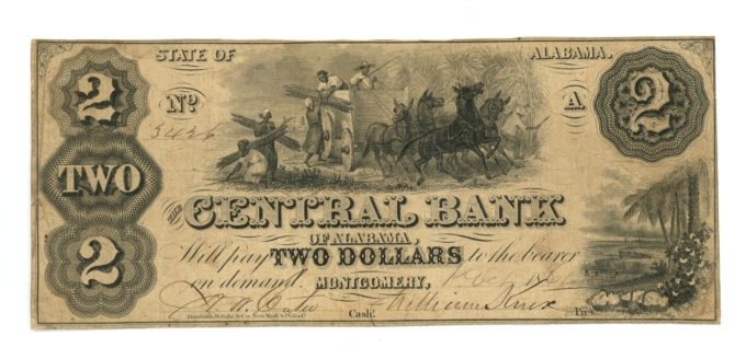 1861 Central Bank of Alabama Montgomery AL $2 Obsolete R231-6 (64811)