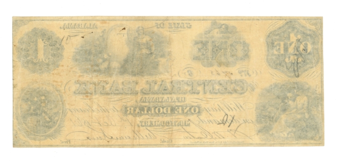 1861 Central Bank of Alabama Mongomery AL $1 Obsolete R231-1 (64813)