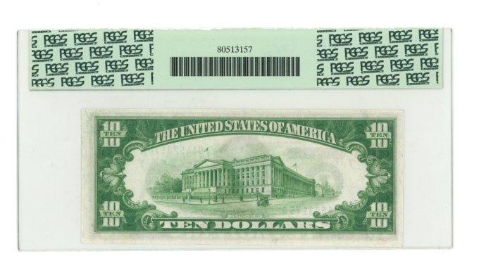 1928A $10 Federal Reserve Note PCGS 63PPQ (A0091)