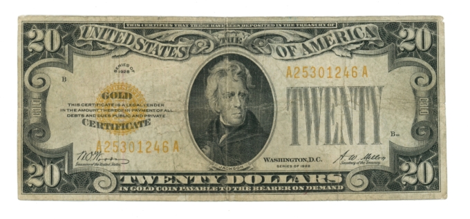 1928 $20 Gold Certificate (A0095)