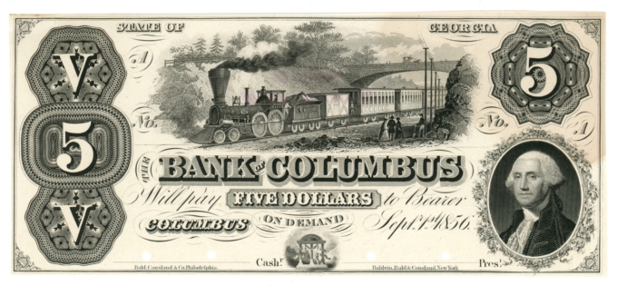 18XX Bank of Columbus Georgia $5 GA (A0099)