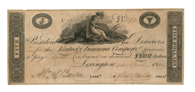 1814 Kentucky Insurance Company $5 (A0101)
