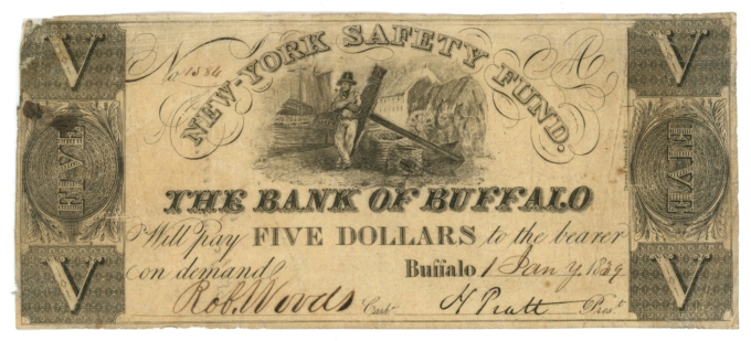 1839 Bank of Buffalo New York $5 NY Safety Fund (L6045)