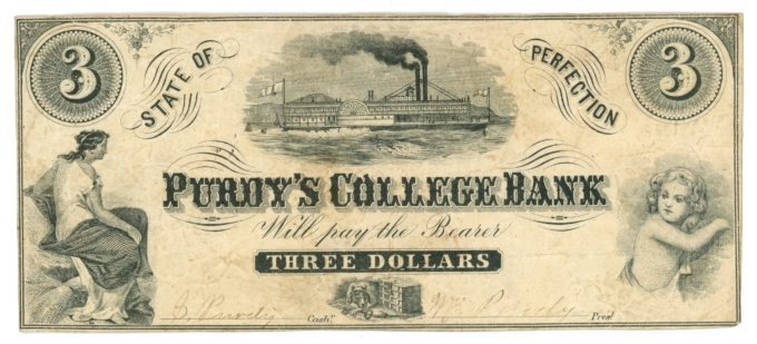 ND Purdys College Bank Indiana $3 IN (L6054)
