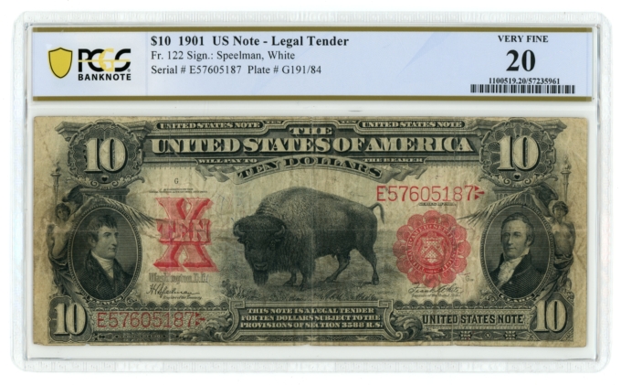 1901 $10 US Legal Tender Note FR-122 PCGS VF20 (L6060)