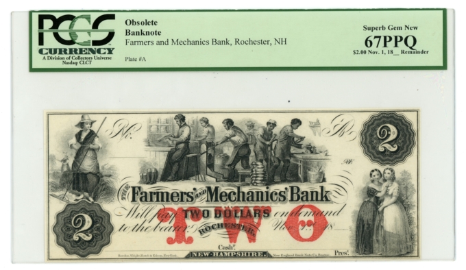 18__ Farmers and Mechanics Bank Rochester NH PCGS 67PPQ (L6062)
