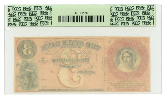 18__ State Bank of Michigan $3 MI PCGS 64PPQ (L6064)