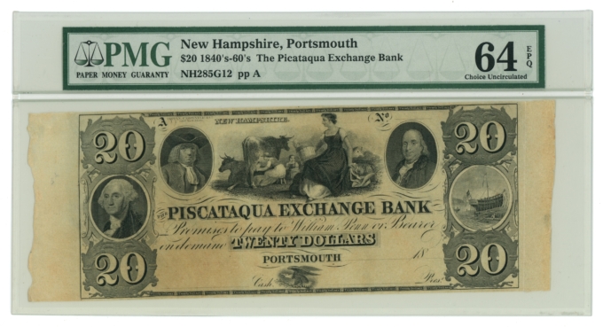 18__ New Hampshire $20 Piscataqua Exch. Bank PMG 64EPQ (L6070)