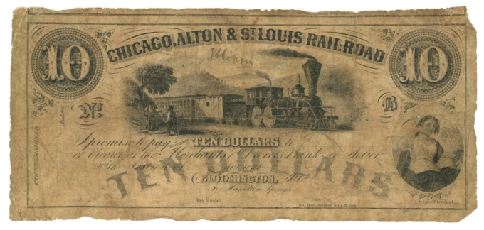 185_ Chicago Alton & St Louis Rail Road $10 Illinois IL (L6074)