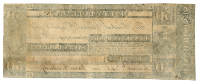 1833 Franklin Bank $50 Boston Massachusetts MA (L6076)