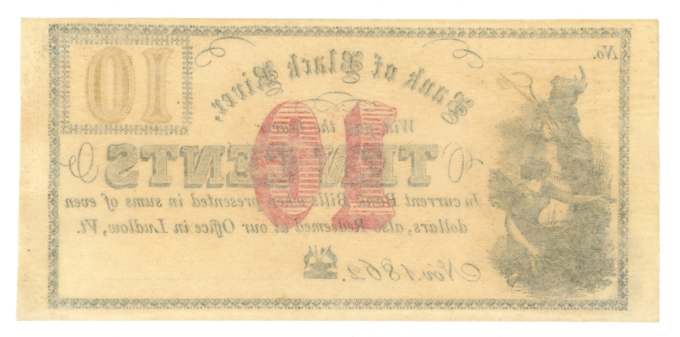 1862 Bank of Black River Ludlow Vermont VT 10c Obsolete Scrip (L6080)