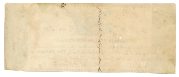 1839 Branch State Bank at Chicago Illinois IL $10 Obsolete – IL & MI Canal L6090