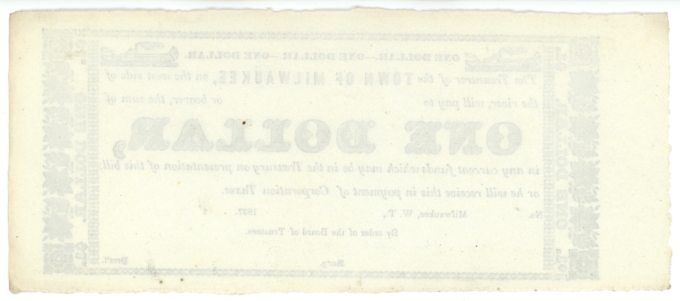 1837 Town of Milwaukee $1 Wisconsin WI Remainder Rare Issue (L6099OZ)