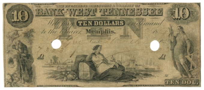 1861 Bank of West Tennessee $10 Memphis TN (L6104)