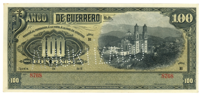 ND Banco De Guerrero Iguala Mexico 100 Pesos Note S-302c (L6107)
