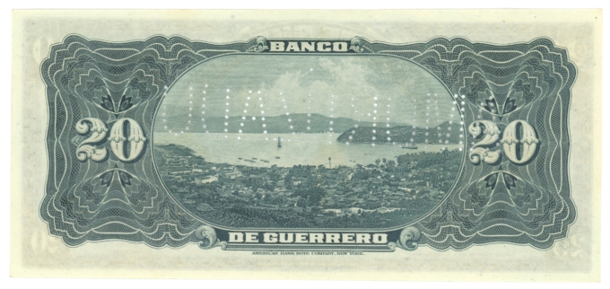 ND Banco De Guerrero Iguala Mexico 20 Pesos Note S-300b Remainder (L6118)
