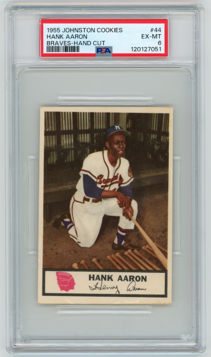 1955 Johnston Cookies Hank Aaron Milwaukee Braves HOF PSA 6 POP 13+33! RARE