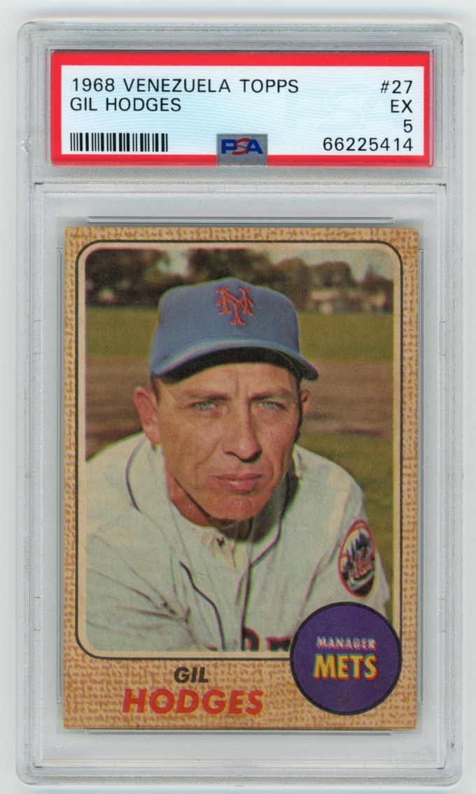 1968 Topps Venezuela #27 Gil Hodges New York Mets HOF PSA 5 EX POP 3+3!