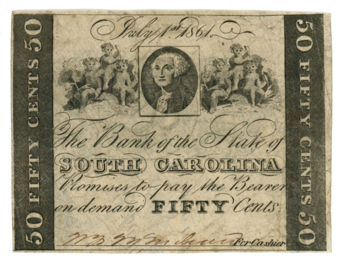 1861 State of South Carolina Charleston SC 50c Obsolete Sh479 (64848)