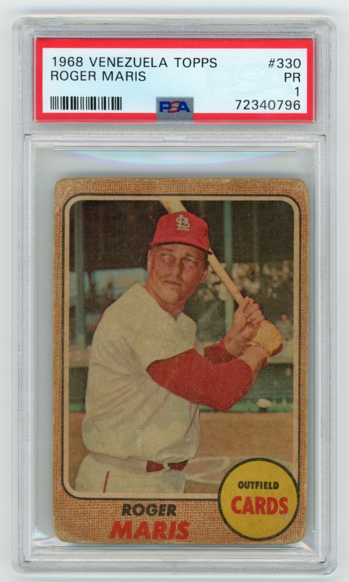 1968 Topps Venezuela #330 Roger Maris St. Louis Cardinals PSA 1 PR