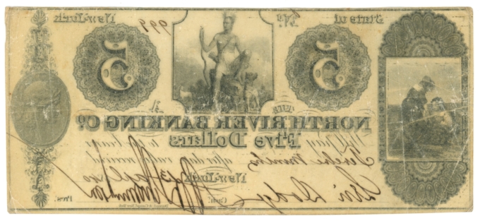 1840 North River Banking Company New York NY $5 Obsolete - Post Note UNL (64855)