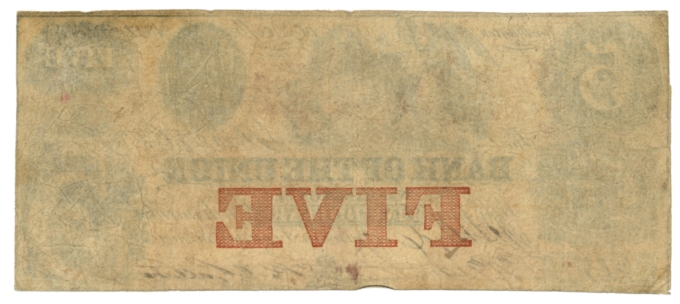 1851 Bank of the Union Washington DC $5 Obsolete Note (64853)