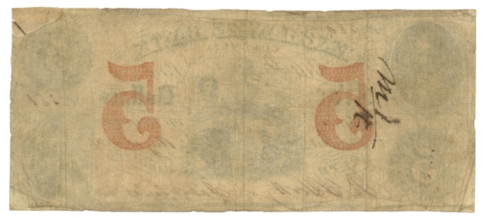 1854 Exchange Bank of Columbia South Carolina SC $5 Obsolete Note No.580 (64856)