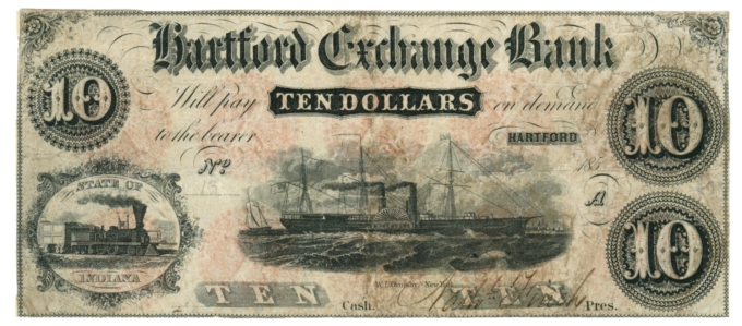 185X Hartford Exchange Bank Hartford Indiana IN $10 Obsolete Note (64861)