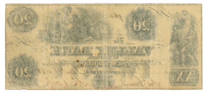 1855 Valley Bank of Maryland Hagerstown MD $20 Obsolete Note No.964 (64860)