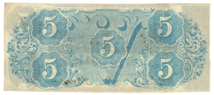 T-60 1863 Confederate States of America CSA $5 Note PF-27 CR-464 (64862)