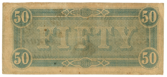 T-66 1864 Confederate States of America CSA $50 Note PF-1 CR-495 (64868)