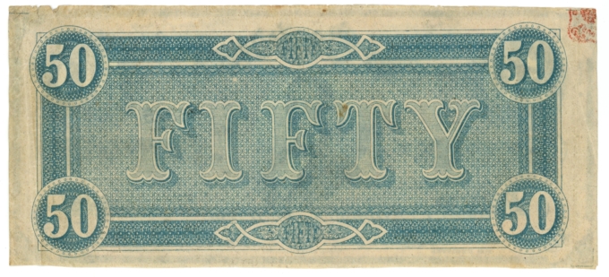 T-66 1864 Confederate States of America CSA $50 Note PF-15 CR-503 (64867)