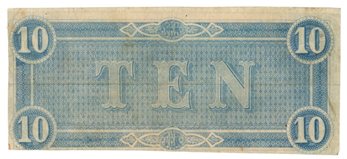 T-68 1864 Confederate States of America CSA $10 Note PF-10 CR-543 (64872)