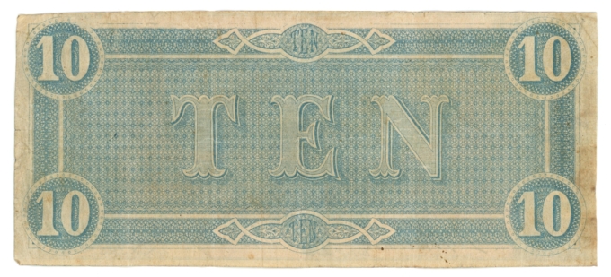 T-68 1864 Confederate States of America CSA $10 Note PF- 21 CR-547B? (64871)