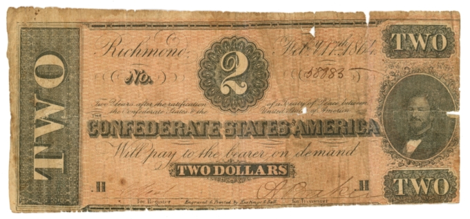 T-70 1864 Confederate States of America CSA $2 Note PF-8 CR-567A (64878)