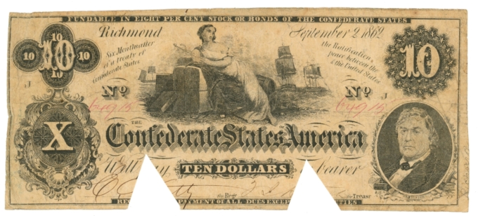 T-46 1862 Confederate States of America CSA $10 Note PF-1 CR-344 (65013)