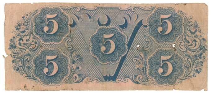 T-53 1862 Confederate States of America CSA $5 Note PF-3 CR-383 (65014)