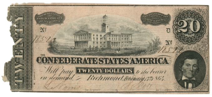 T-67 1864 Confederate States of America CSA $20 Note PF-37 CR-537 R6 (65025)