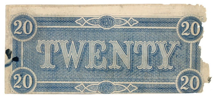T-67 1864 Confederate States of America CSA $20 Note PF-37 CR-537 R6 (65025)