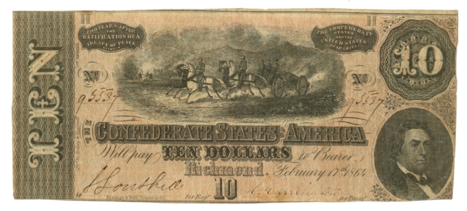 T-68 1864 Confederate States of America CSA $10 Note PF-3 CR-541 (65027)